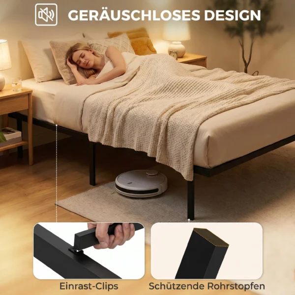 Bedframe, 90 X 200 Cm Metalen Bed Met Opbergruimte Onder Het Bed, Metalen Frame Met Lattenbodem, Geen Boxspring Nodig