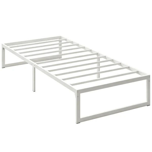 Bedframe Met Opbergruimte En Stalen Lattenbodem, 32,5 Cm Hoog, Geluidsarm, 200 X 90 Cm, Wit