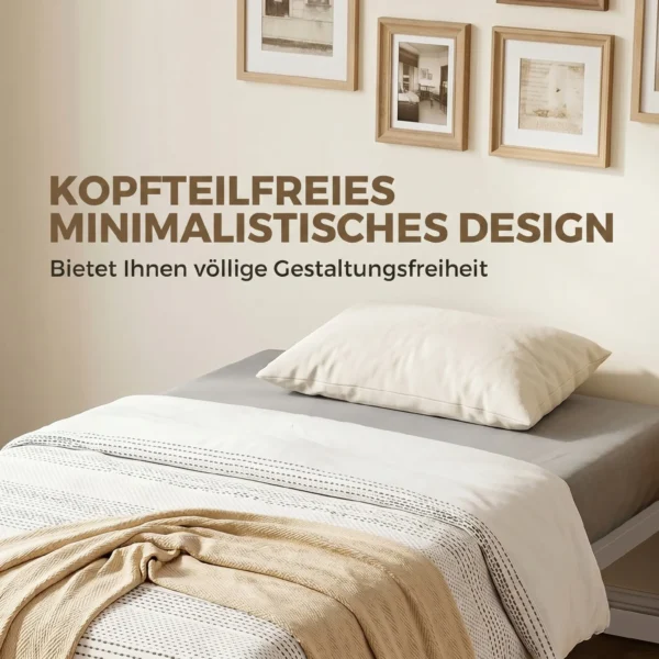 Bedframe Met Opbergruimte En Stalen Lattenbodem, 32,5 Cm Hoog, Geluidsarm, 200 X 90 Cm, Wit