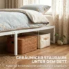 Bedframe Met Opbergruimte En Stalen Lattenbodem, 32,5 Cm Hoog, Geluidsarm, 200 X 90 Cm, Wit
