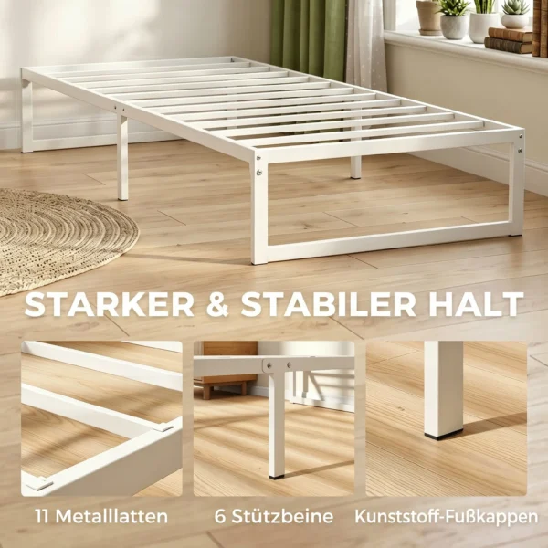 Bedframe Met Opbergruimte En Stalen Lattenbodem, 32,5 Cm Hoog, Geluidsarm, 200 X 90 Cm, Wit