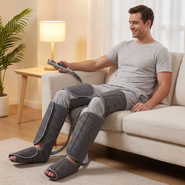 Beenmassager Met Warmte, Compressie, 3 Automatische Modi & 3 Intensiteiten, Voet En Kuitmassageapparaat