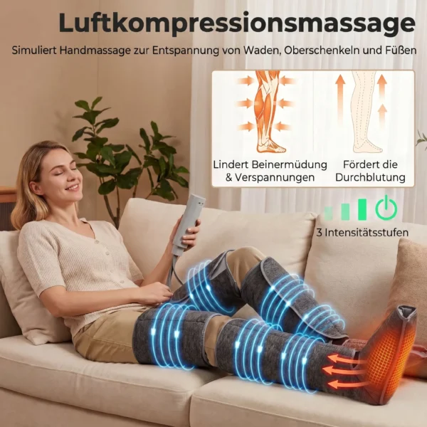Beenmassager Met Warmte, Compressie, 3 Automatische Modi & 3 Intensiteiten, Voet En Kuitmassageapparaat