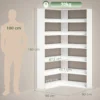 Boekenkast Met 7 Niveaus, L vormig Hoekrek Met Antislip Rugbescherming, Wit Met Houtlook