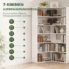 Boekenkast Met 7 Niveaus, L vormig Hoekrek Met Antislip Rugbescherming, Wit Met Houtlook