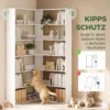 Boekenkast Met 7 Niveaus, L vormig Hoekrek Met Antislip Rugbescherming, Wit Met Houtlook