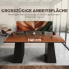 Bureau Met 4 Open Planken, Industrieel Ontwerp, 140 Cm, Bruin Zwart