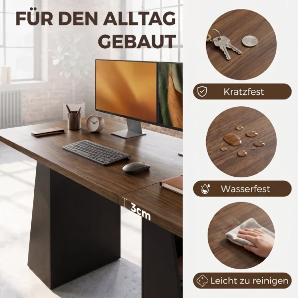 Bureau Met 4 Open Planken, Industrieel Ontwerp, 140 Cm, Bruin Zwart