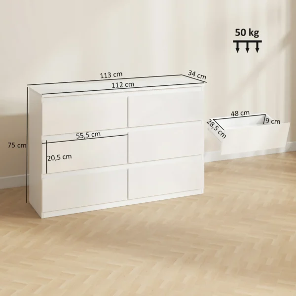 Commode Met 3 Lades, Moderne Opbergmeubels Voor De Slaapkamer, Wit