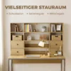 Computertafel Met 4 Lades En Planken, Bureau 105 Cm, Natuurhout