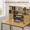 Computertafel Met 4 Lades En Planken, Bureau 105 Cm, Natuurhout