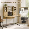 Computertafel Met 4 Lades En Planken, Bureau 105 Cm, Natuurhout