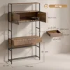 Computertafel Met Rekken En 2 Lades Voor Het Thuiskantoor, 185 Cm Hoog, Bruin Houtlook