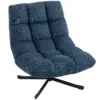 Draaibare Accentstoel, Moderne Lounge Stoel Zonder Armleuningen Met Stalen Poten, Donkerblauw