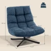 Draaibare Accentstoel, Moderne Lounge Stoel Zonder Armleuningen Met Stalen Poten, Donkerblauw