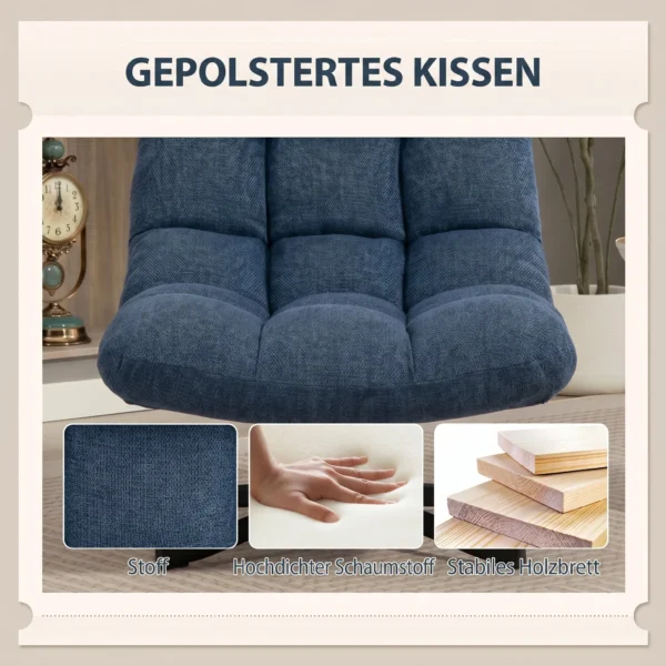 Draaibare Accentstoel, Moderne Lounge Stoel Zonder Armleuningen Met Stalen Poten, Donkerblauw