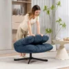 Draaibare Accentstoel, Moderne Lounge Stoel Zonder Armleuningen Met Stalen Poten, Donkerblauw