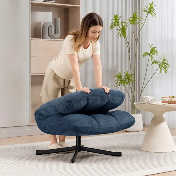 Draaibare Accentstoel, Moderne Lounge Stoel Zonder Armleuningen Met Stalen Poten, Donkerblauw