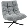 Draaibare Loungestoel Met Brede Zitoppervlakte, Waterafstotende Chenille look, Gekruiste Stalen Poten, Grijs