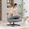Draaibare Loungestoel Met Brede Zitoppervlakte, Waterafstotende Chenille look, Gekruiste Stalen Poten, Grijs