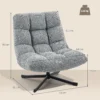 Draaibare Loungestoel Met Brede Zitoppervlakte, Waterafstotende Chenille look, Gekruiste Stalen Poten, Grijs