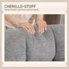 Draaibare Loungestoel Met Brede Zitoppervlakte, Waterafstotende Chenille look, Gekruiste Stalen Poten, Grijs
