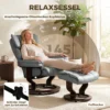 Draaibare Relaxstoel Met Voetenbankje, Hoge Rugleuning, Hoogdicht Schuim, Houten Voet, Lichtgrijs