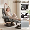 Draaibare Relaxstoel Met Voetenbankje, Hoge Rugleuning, Hoogdicht Schuim, Houten Voet, Lichtgrijs