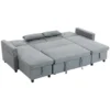 Ecksofa Met Slaapfunctie En Opbergbox U vorm 4 zits Bank Met Chaise Longue, Verstelbare Rugleuning, Linnenlook