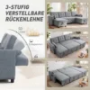 Ecksofa Met Slaapfunctie En Opbergbox U vorm 4 zits Bank Met Chaise Longue, Verstelbare Rugleuning, Linnenlook