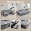 Ecksofa Met Slaapfunctie En Opbergbox U vorm 4 zits Bank Met Chaise Longue, Verstelbare Rugleuning, Linnenlook