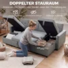 Ecksofa Met Slaapfunctie En Opbergbox U vorm 4 zits Bank Met Chaise Longue, Verstelbare Rugleuning, Linnenlook