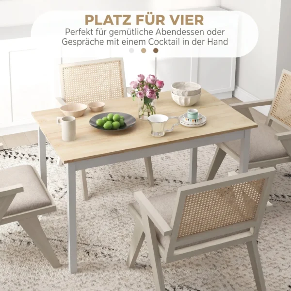 Eettafel, 120 X 75 Cm Keukentafel In Landhuisstijl Voor 4 Personen, Houten Tafel Voor Woonkamer, Eetkamer, Natuur