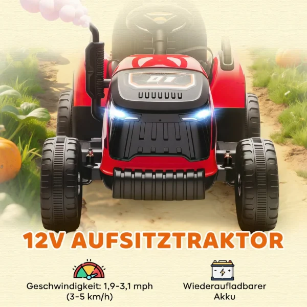 Elektrische Kindtractor, Opzit Tractor Met Afstandsbediening, Zachte Start, Voor Kinderen Van 3 8 Jaar, Rood
