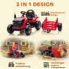 Elektrische Kindtractor, Opzit Tractor Met Afstandsbediening, Zachte Start, Voor Kinderen Van 3 8 Jaar, Rood