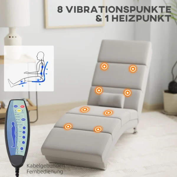 Elektrische Relaxstoel Massagestoel Met Ligfunctie Warmtefunctie Vibratie Lendenkussen 56 X 168 X 84 Cm Crèmewit