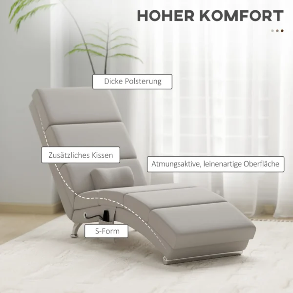 Elektrische Relaxstoel Massagestoel Met Ligfunctie Warmtefunctie Vibratie Lendenkussen 56 X 168 X 84 Cm Crèmewit
