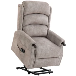 Elektrische Televisiestoel Met Opsta hulp, Relaxstoel Met Vibratiemassage, Verwarming En Ligfunctie, Lichtgrijs