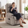 Elektrische Televisiestoel Met Opsta hulp, Relaxstoel Met Vibratiemassage, Verwarming En Ligfunctie, Lichtgrijs