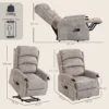 Elektrische Televisiestoel Met Opsta hulp, Relaxstoel Met Vibratiemassage, Verwarming En Ligfunctie, Lichtgrijs