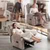 Elektrische Televisiestoel Met Opsta hulp, Relaxstoel Met Vibratiemassage, Verwarming En Ligfunctie, Lichtgrijs