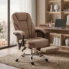 Ergonomische Bureaustoel Met Massagefunctie, Voetensteun, Draaibaar, Rolbaar, Bruin