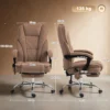 Ergonomische Bureaustoel Met Massagefunctie, Voetensteun, Draaibaar, Rolbaar, Bruin