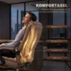 Ergonomische Bureaustoel Met Massagefunctie, Voetensteun, Draaibaar, Rolbaar, Bruin