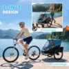 Fietskar Voor Kinderen, 2 zitter, 2 in 1 Opvouwbare Kinderfietskar Met Verstelbare Stoel En Riemen, Blauw