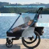 Fietskar Voor Kinderen, 2 zitter, 2 in 1 Opvouwbare Kinderfietskar Met Verstelbare Stoel En Riemen, Blauw