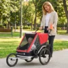 Fietskar Voor Kinderen, 2 zitter, 2 in 1 Opvouwbare Kinderfietskar Met Verstelbare Zitplaats En Riemen, Rood