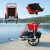 Fietskar Voor Kinderen, 2 zitter, 2 in 1 Opvouwbare Kinderfietskar Met Verstelbare Zitplaats En Riemen, Rood