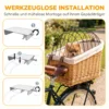 Fietsmand Voor Honden & Katten, Handgeweven Dierenmand Met Metalen Deksel & Zacht Kussen, Lichtbruin