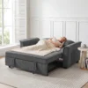 Futon slaapbank, Verstelbare Rugleuning, 2 zits Met 2 Kussens, Donkergrijs